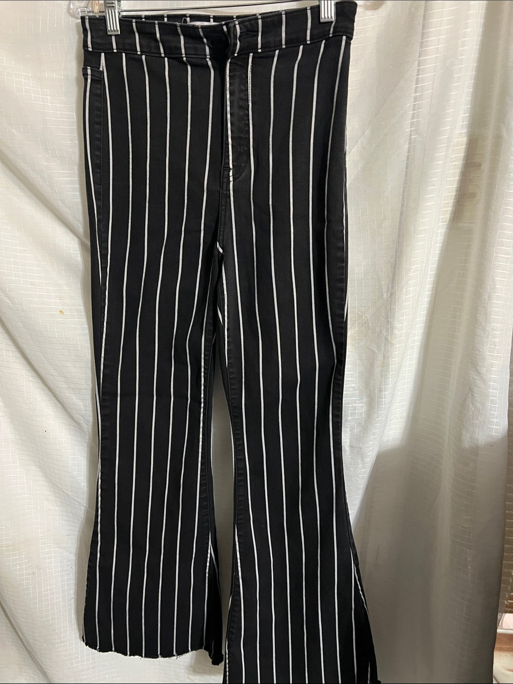 Cello Black Pants with White Windowpane Stripes